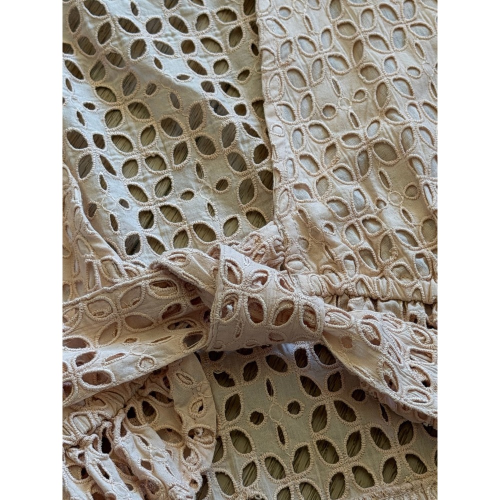 ONeill Womens Blush Pink Eyelet Tie Front Top and Shorts Two Piece Set Small - Picture 6 of 10